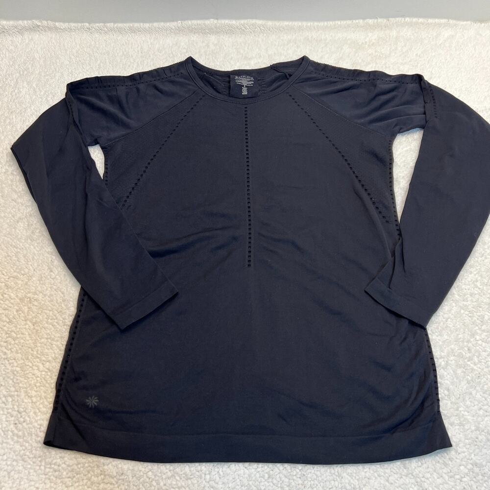 Athleta Womens Shirt Foothill Athletic Performance Top Long Sleeve Black, Sz S